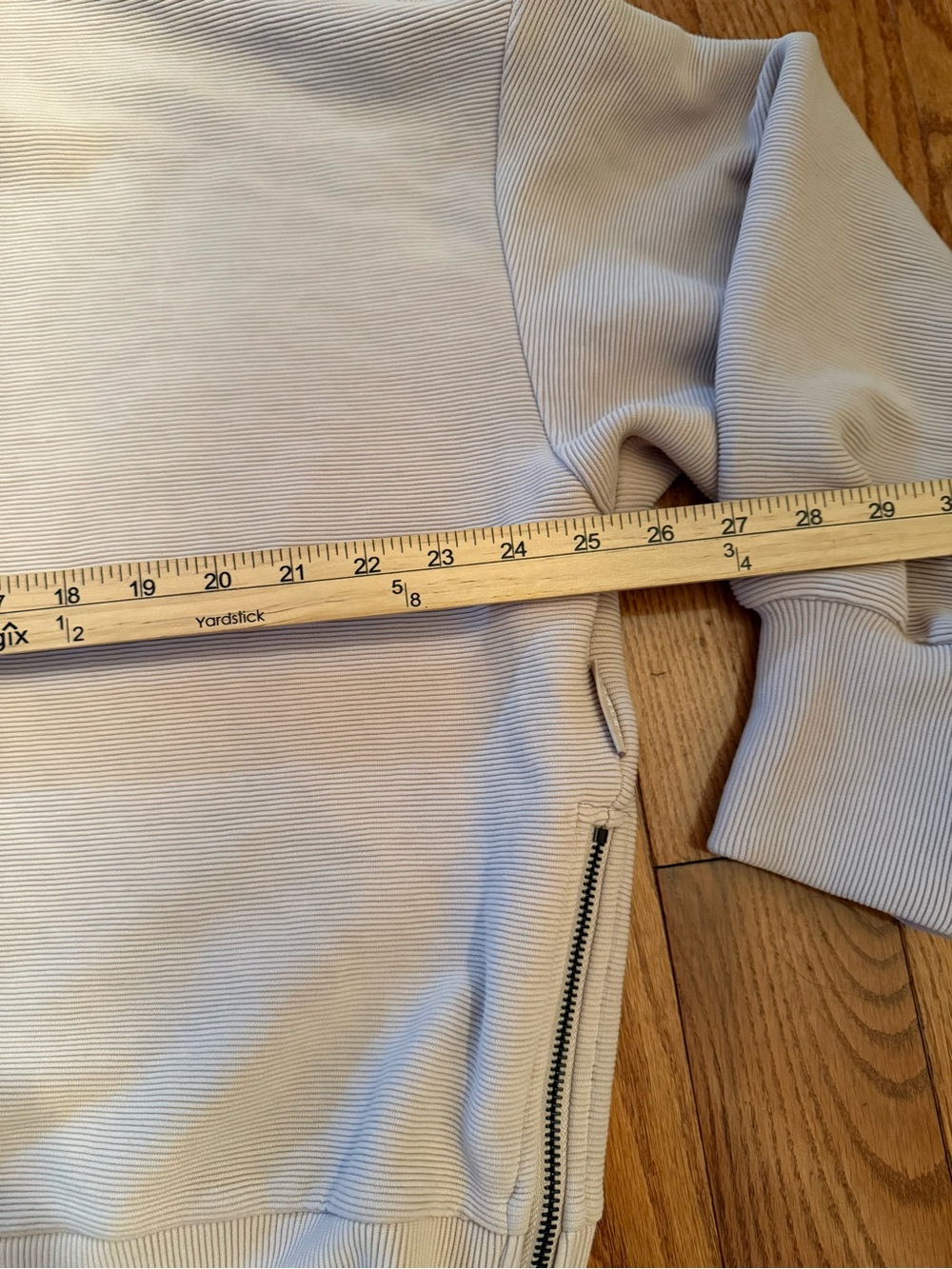 Varley Milton Ribbed Sweatshirt Side Zips Mushroom, SIZE XL - Picture 7 of 8